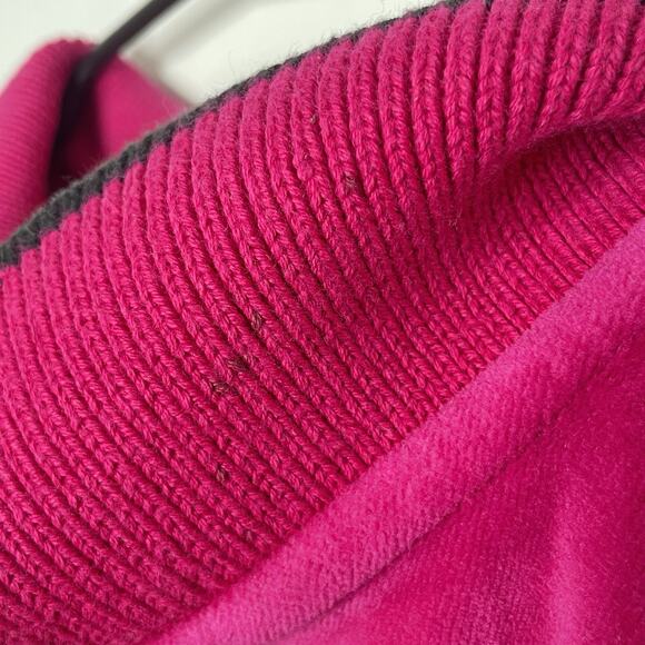 Vintage 90s Velour Polo Sweater Women M Hot Pink Y2K Preppy Retro Soft Cozy - Picture 5 of 9